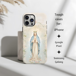 Our Lady of Victory Prayer Style katholische Telefonhülle, Jungfrau Maria Tough Phone Cover für iPhone, Google Pixel und Samsung Galaxy