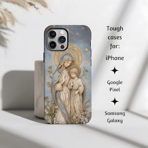 Jungfrau Maria und der junge Jesus katholische Handyhülle, Madonna mit Kind christliche Handyhülle für iPhone, Google Pixel & Samsung Galaxy