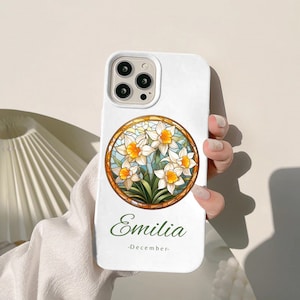 Birth Flower December Custom iPhone Case Birthday Flower Custom Birthday Gift Personalized iPhone Case Custom Name iPhone Case Floral Gift