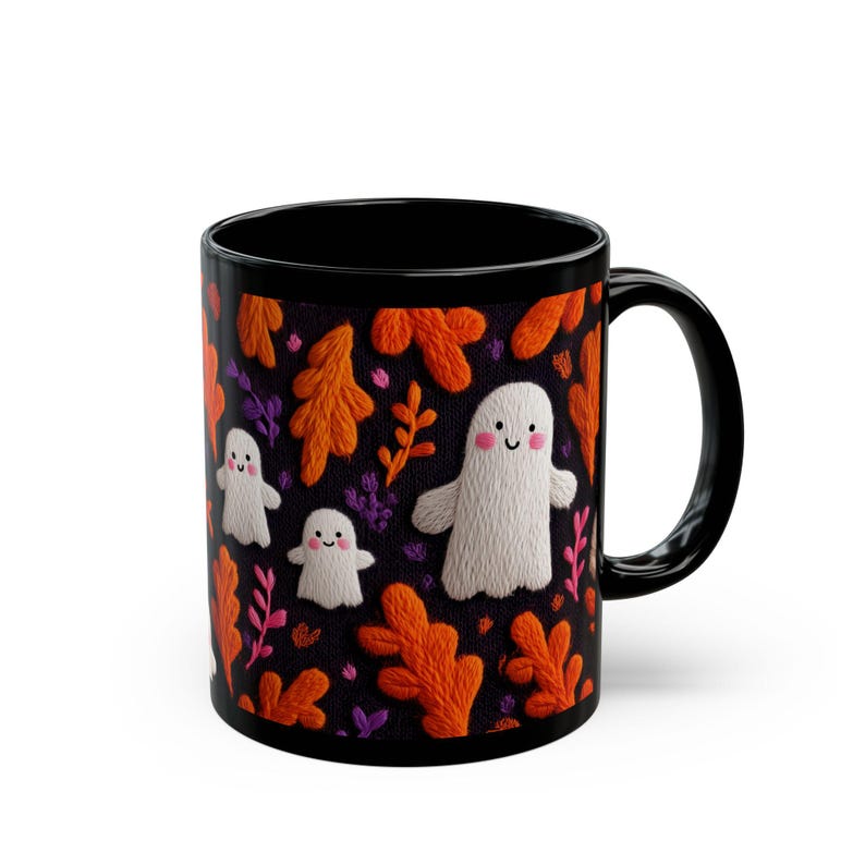 Cute Halloween Ghosts Embroidery Style Mug image 7