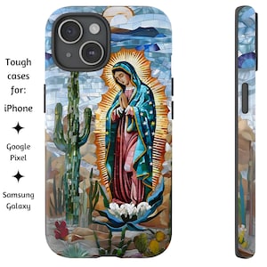 Unsere Dame von Guadalupe Mosaik Handyhülle, Jungfrau Maria Tough Cover, Katholische Kunstwerk Hülle, Erhältlich für iPhone, Google Pixel und Samsung Galaxy