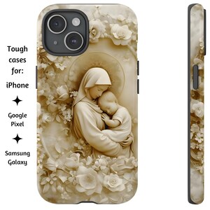 Gesegnete Jungfrau Maria und schlafendes Baby Jesus Sammelalbum Katholische Handyhülle, Madonna mit Kind für iPhone, Google Pixel, Samsung Galaxy