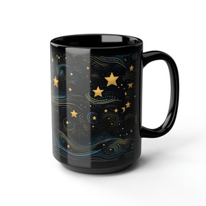 Cute Starry Night Coffee Mug, Festive Halloween Ceramic Mug, Fall aesthetic, Moon Space Art gift for Teacher, Fall Decor Starry Night Cup image 7