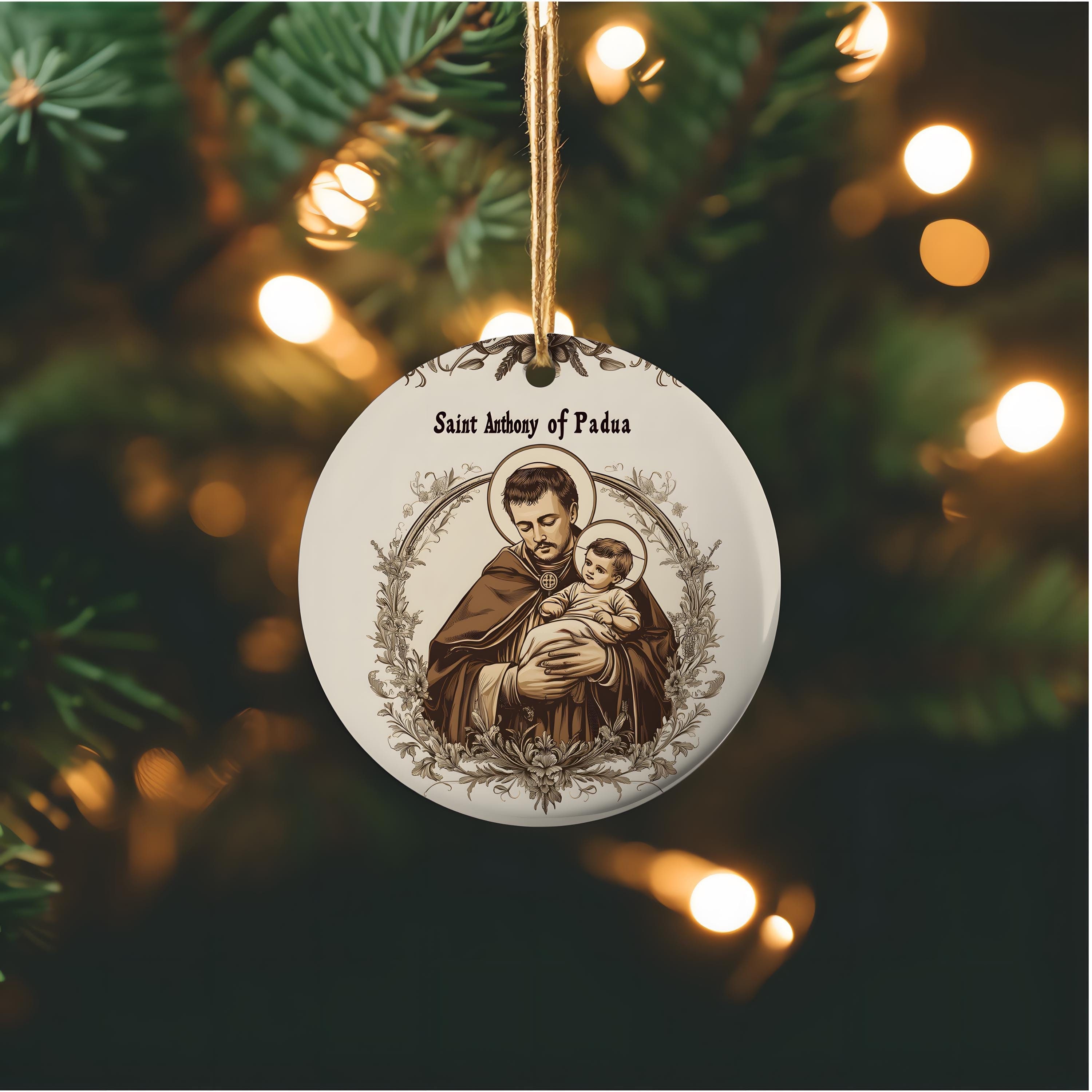 St. Anthony of Padua with Baby Jesus Ceramic Ornament, Catholic Christmas Ornament Group Bundle Gift, Catholic Ornament Gift for Priest