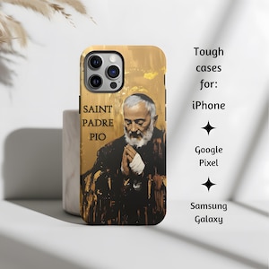 Saint Padre Pio of Pietrelcina Catholic Phone Case, St. Padre Pio Painting Style Tough Cover for iPhone, Google Pixel, & Samsung Galaxy