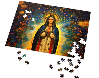 Puzzle cattolico della Madonna Regina del Cielo, impegnativo puzzle della Beata Vergine Maria, regalo per la Cresima (110, 252, 520, 1014 pezzi)