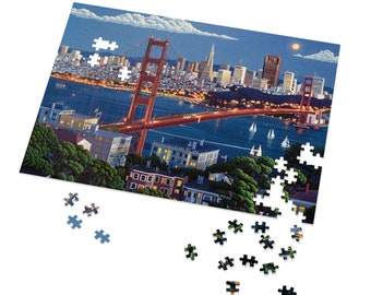 Rompecabezas panorámico de San Francisco, rompecabezas de obras de arte del área de la bahía del puente Golden Gate, juego de decoración de casa de playa, 110, 252, 500, 1000 piezas. Versiones