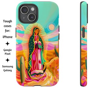 Unsere Dame von Guadalupe Wandbild Telefon-Hülle, Jungfrau Maria Kunstwerk, robuste katholische Telefon-Abdeckung für iPhone, Google Pixel und Samsung Galaxy