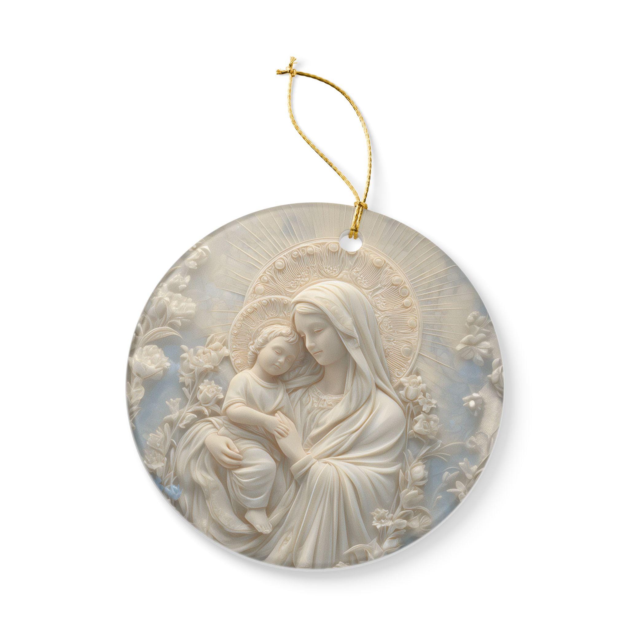 Our Lady of Mercy and Baby Jesus Moonstone Relief Style Catholic ...