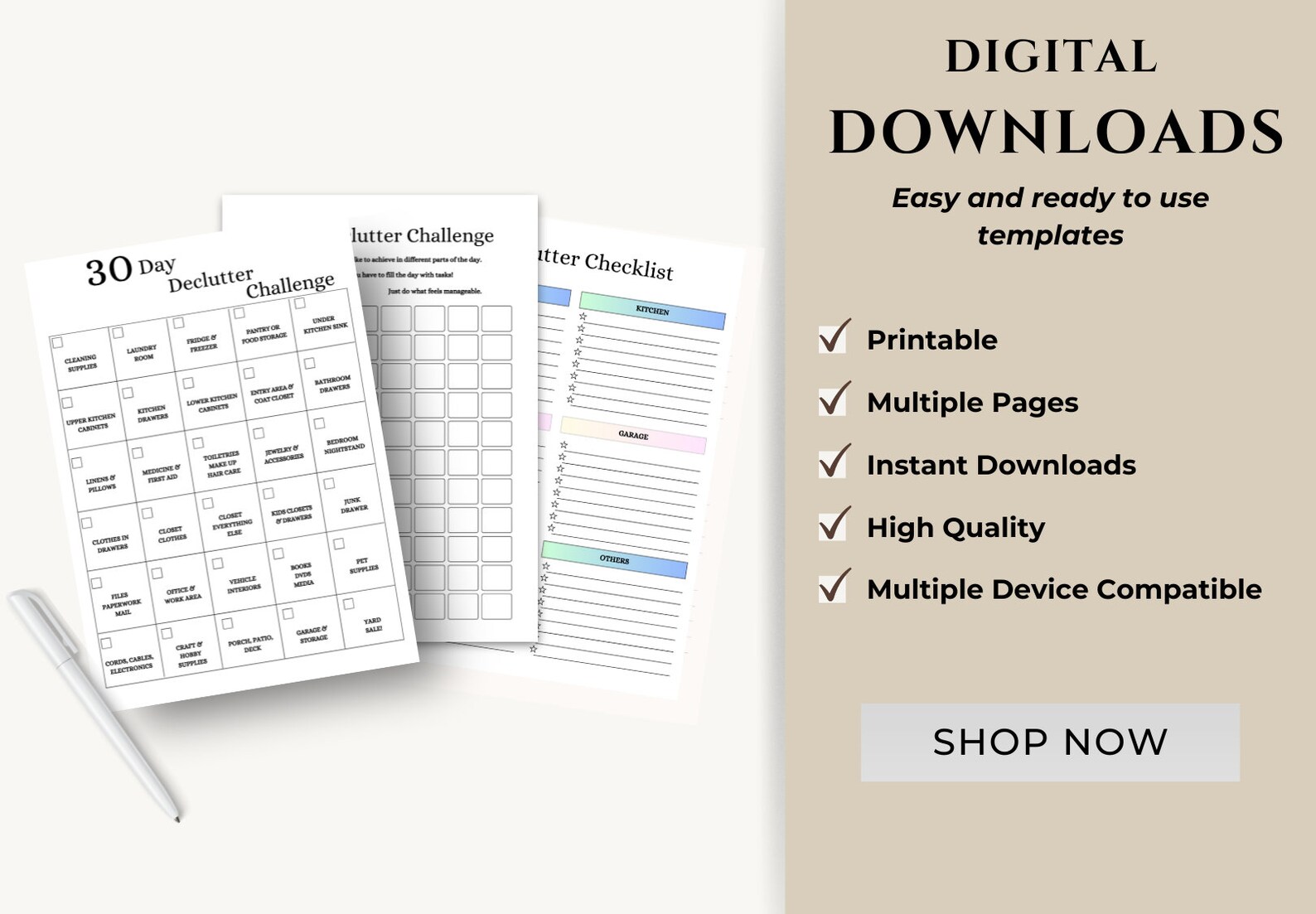 Ultimate Declutter Printable Planner, Decluttering Checklist and Cleaning Journal, Spring ...