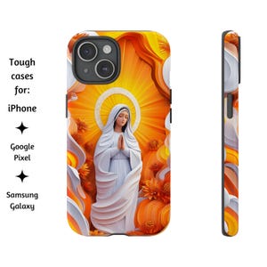Selige Jungfrau Maria Sonnenwunder 2, katholische Handyhülle, Unsere Liebe Frau von Fatima Floral Handyhülle für iPhone, Google Pixel, Samsung Galaxy
