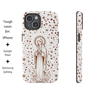 Selige Jungfrau Maria Königin des Himmels Katholische Handyhülle, Himmlische Elegante Vintage Sterne Robuste Hülle für iPhone, Google Pixel, Samsung Galaxy