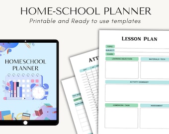 Planificador de educación en el hogar Imprimible Hogar Escuela Maestro Planificador de lecciones académicas Escuela Preescolar Homeschool Tarea Planificador de horario diario Imprimir.