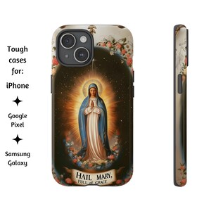 Ave Maria gesegnete Jungfrau-Katholische Handyhülle, Unsere Liebe Frau vom Rosenkranz Handyhülle, Tough Cover für iPhone, Google Pixel, Samsung Galaxy