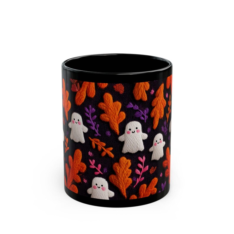 Cute Halloween Ghosts Embroidery Style Mug image 6