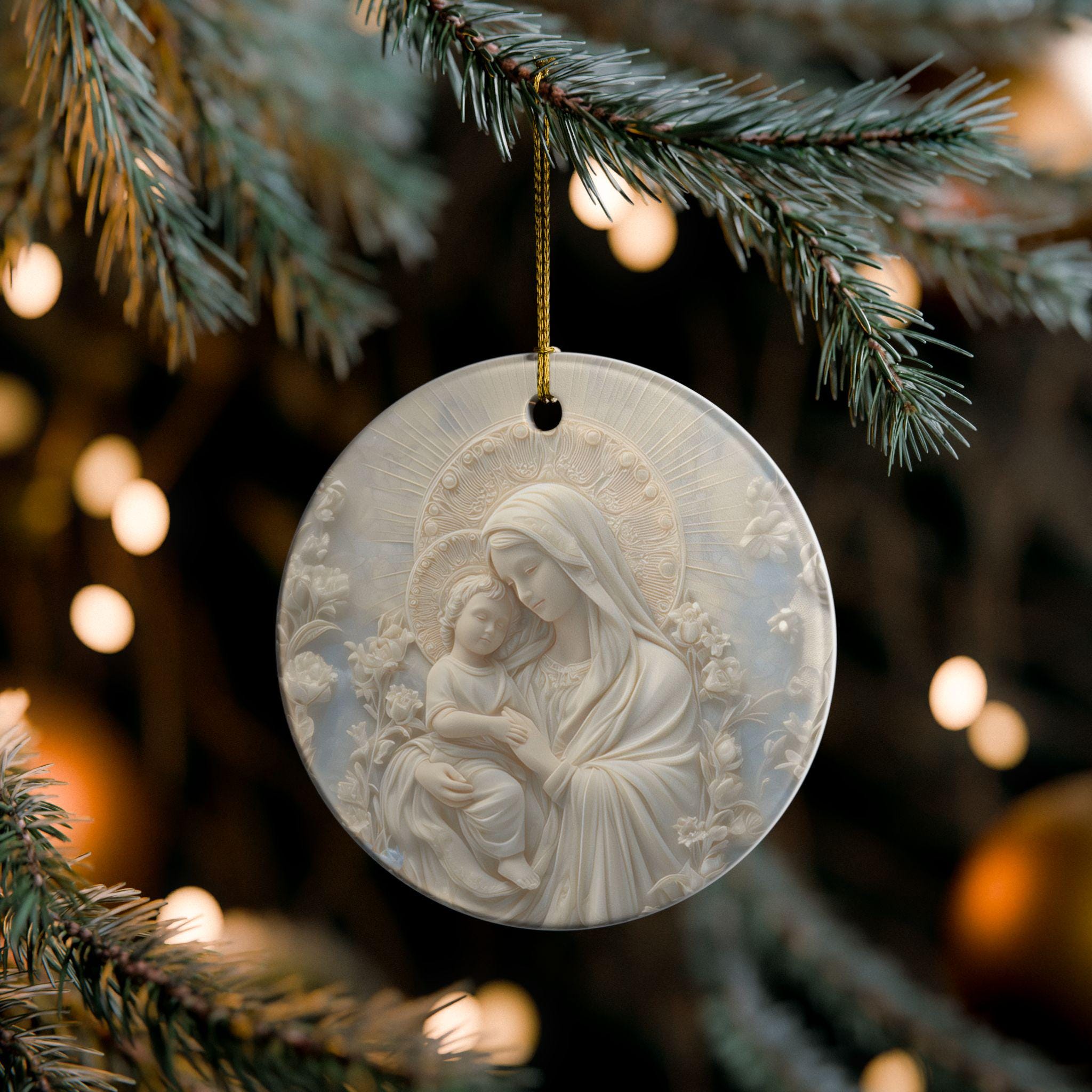 Our Lady of Mercy and Baby Jesus Moonstone Relief Style Catholic ...