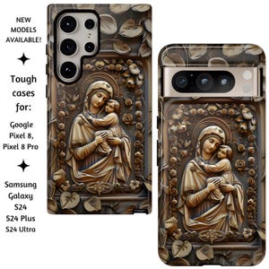 Neue Modelle verfügbar! Our Lady of Perpetual Help Icon Handyhülle, katholische Abdeckung für Google Pixel 8, 8 Pro, Samsung Galaxy 24, Plus, Ultra
