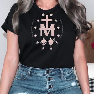Miraculous Medal Catholic Shirt, Blessed Virgin Mary Mom Gift Tee, Cute Christian Graphic T-Shirt, Mother&#39;s Day Gift Shirt, Godmother Gift