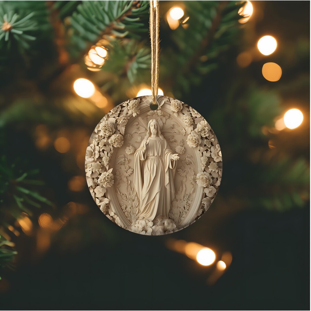 Jesus Christ Divine Mercy Floral Ceramic Catholic Ornaments, Jesus ...