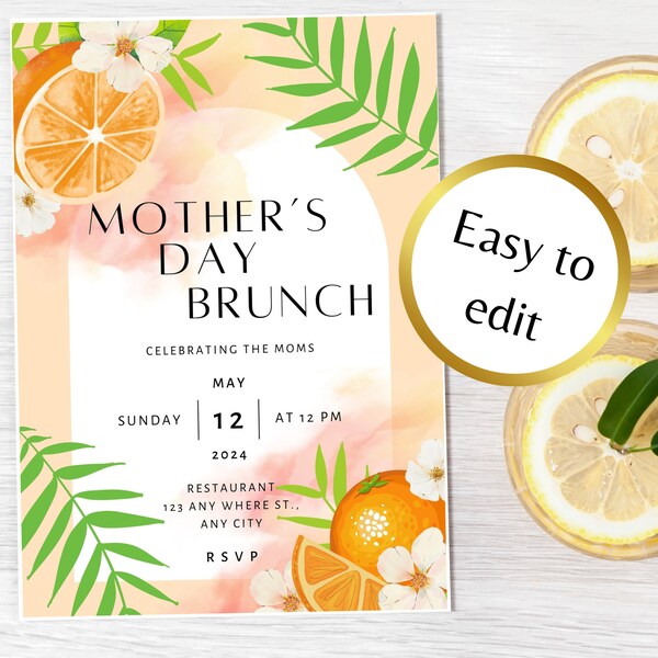 Mother’s Day Brunch Editable Invitations Printable Digital Invites