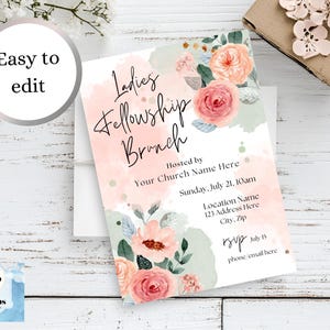 Women’s Fellowship Editable Invitation Ladies Brunch Christian Bible Study Church Event