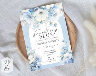 Something Blue Bridal Shower Editable Invitation Bridal Invite Template Digital Invitations