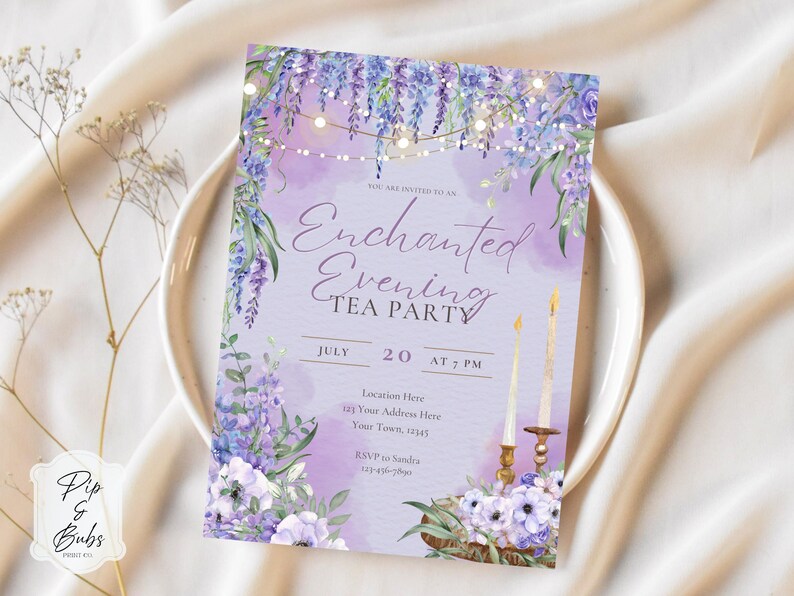 Invitación editable para fiesta de té "Noche encantada" - Invitaciones de Canva - Invitación personalizada - Descarga digital - Evento de la noche de San Juan imagen 10