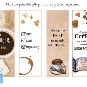 Coffee Lover Printable Bookmarks Murder Mystery Fan Book Lovers - Etsy