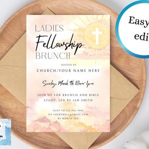 Ladies Brunch Editable Invitation Christian Fellowship Sunrise Sonrise Theme Digital Invite Canva Template