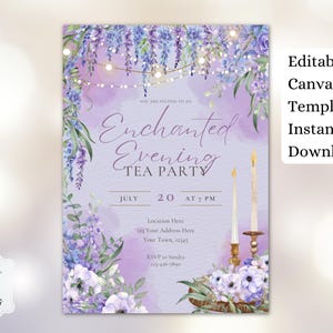 Invitación editable para fiesta de té "Noche encantada" - Invitaciones de Canva - Invitación personalizada - Descarga digital - Evento de la noche de San Juan imagen 11