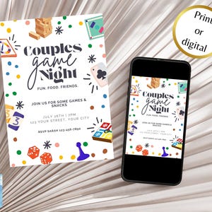 Couples Game Night Editable Invitation Customizable Invite Template Canva Invitations Fun Games image 6