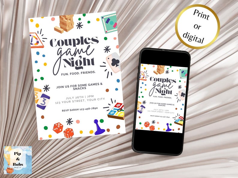 Couples Game Night Editable Invitation Customizable Invite Template Canva Invitations Fun Games image 6