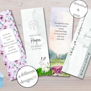 Easter Inspirational Bookmarks- Set of 4 designs Watercolor Religious Sayings Christian Gift Resurrection Bible Study