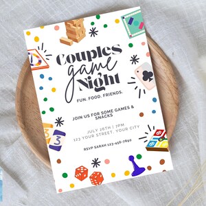 Couples Game Night Editable Invitation Customizable Invite Template Canva Invitations Fun Games image 2