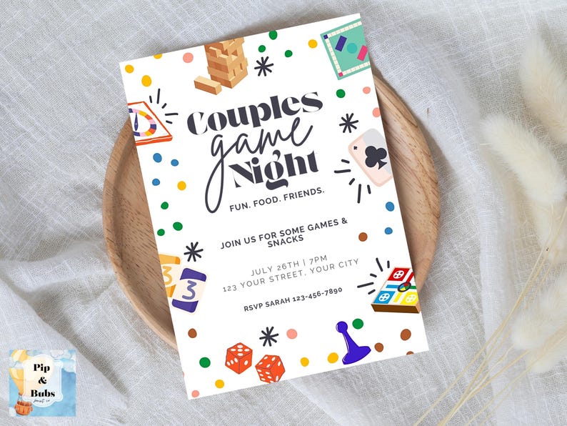 Couples Game Night Editable Invitation Customizable Invite Template Canva Invitations Fun Games image 2