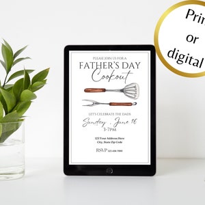 Fathers Day Cookout Editable Invitation Dads Invite - Etsy