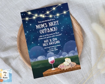 Mom’s Night Out Editable Invitations Backyard Party Patio Party
