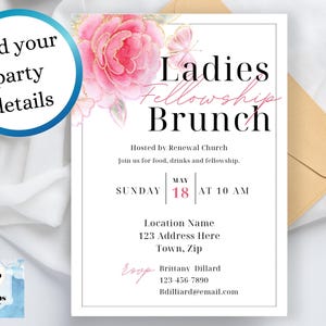 Women’s Fellowship Editable Invitation Ladies Brunch Christian Bible Study Church Event