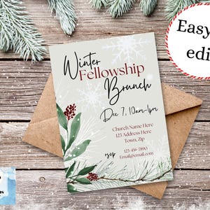 Christian Fellowship Editable Invitation Canva Invitations Digital Invite Bible Study Brunch Lunch Dinner