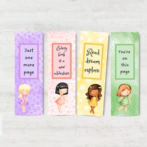 Kids printable bookmarks for girls cute multi racial
