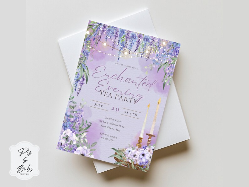 Invitación editable para fiesta de té "Noche encantada" - Invitaciones de Canva - Invitación personalizada - Descarga digital - Evento de la noche de San Juan imagen 12