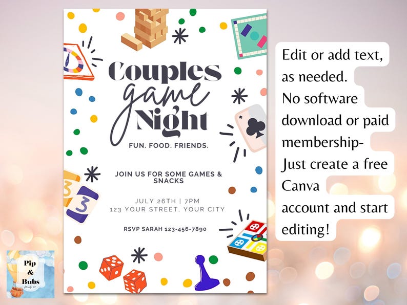 Couples Game Night Editable Invitation Customizable Invite Template Canva Invitations Fun Games image 4