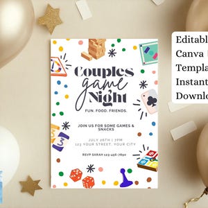 Couples Game Night Editable Invitation Customizable Invite Template Canva Invitations Fun Games image 10