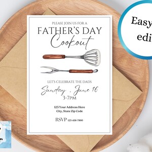 Fathers Day Cookout Editable Invitation Dads Invite - Etsy