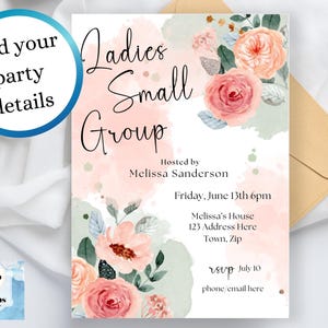 Women’s Small Group Editable Invitation Ladies Christian Bible Study Church Event Canva Invite Digital Printable