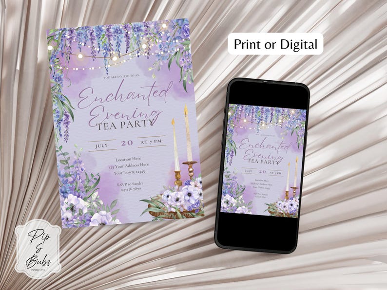 Invitación editable para fiesta de té "Noche encantada" - Invitaciones de Canva - Invitación personalizada - Descarga digital - Evento de la noche de San Juan imagen 6