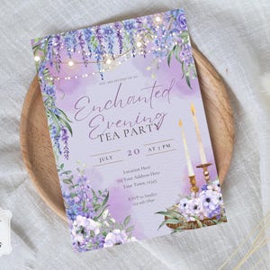 Invitación editable para fiesta de té "Noche encantada" - Invitaciones de Canva - Invitación personalizada - Descarga digital - Evento de la noche de San Juan imagen 1