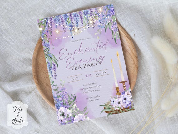 Enchanted Evening Editable Invitation Tea Party Canva Invitations Custom Invite Digital Download Midsummer’s Night Event