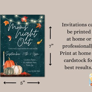 Mom’s Night Out Editable Invitation Autumn Fall Themed Pumpkins Ladies Girls Night Canva Invitations Digital Invite image 3