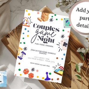 Couples Game Night Editable Invitation Customizable Invite Template Canva Invitations Fun Games image 1